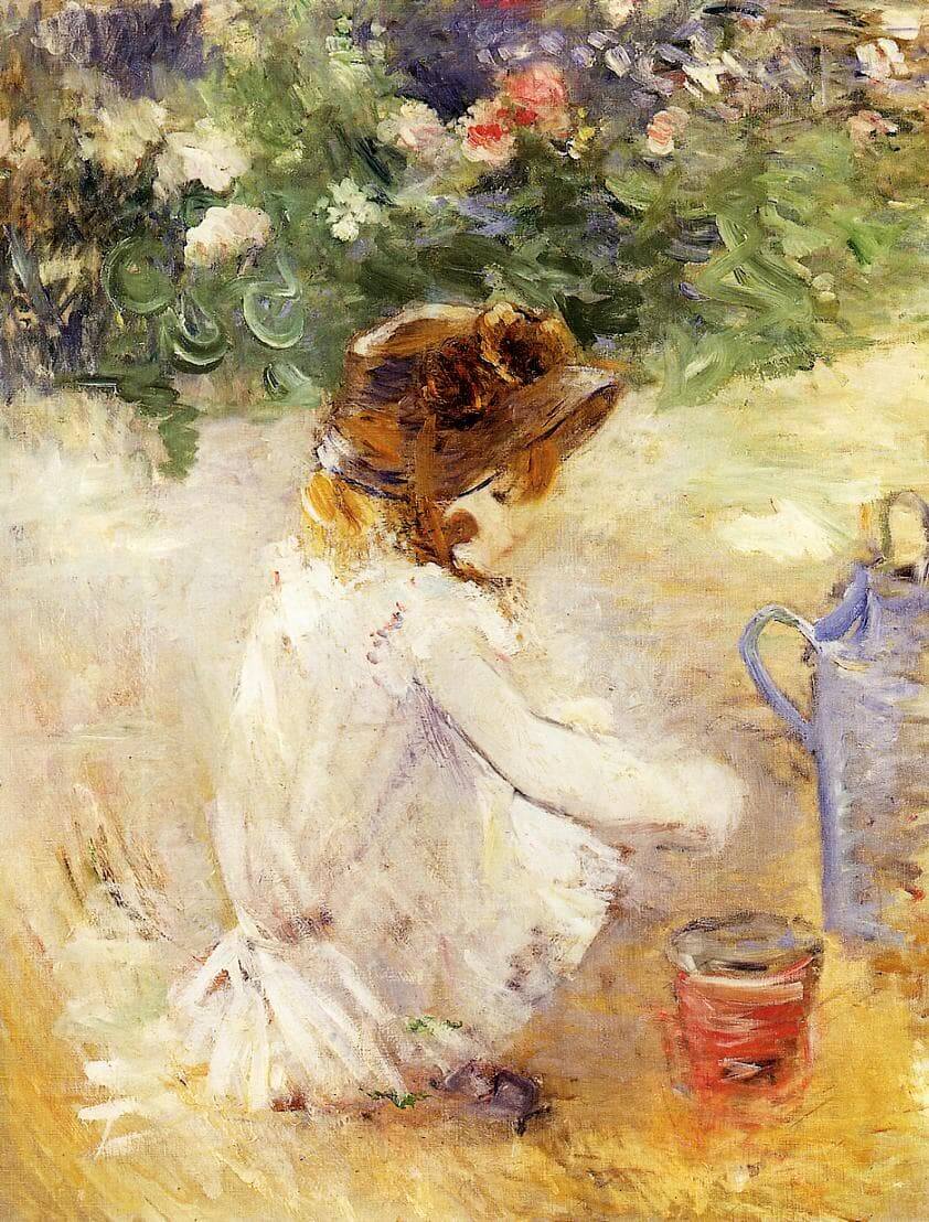 “Spelen in het zand” door Berthe Morisot